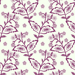 Seamless floral pattern with purple flowers