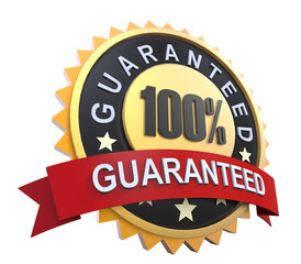 Guaranteed Label with Gold Badge Sign