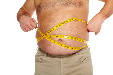 Fat man with a big belly.