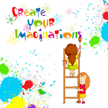 vector illustration of kids painting competition poster