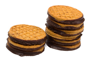 Chocolate chip cookies isolated on white background
