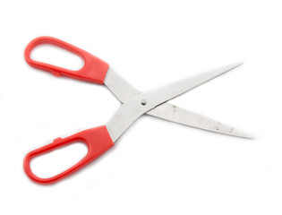 Red scissors isolated on a white background