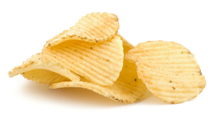Potato chips isolated on white background