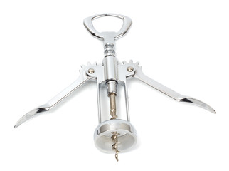 Corkscrew (wine opener) isolated on white