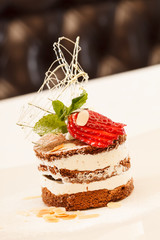 chocolate dessert with strawberry