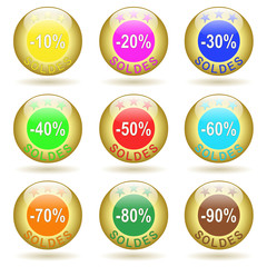 Boutons soldes différentes couleurs