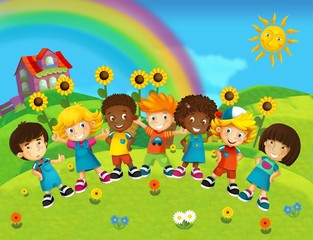 The group of happy preschool kids