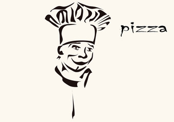 Cook pizza. illustration isolated .Menu .