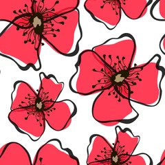 Deurstickers Abstracte bloemen Naadloos patroon met klaprozen