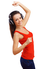 Naklejka premium Happy smiling girl dancing