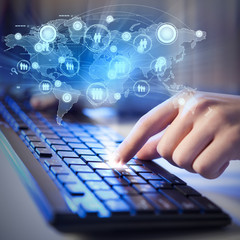 Click! Hands of a man on keyboard