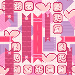 Girl diary cute feminine seamless pattern