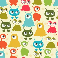 Wall murals Monsters Abstract seamless pattern with cute monsters.