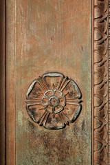 Carved Tudor Rose on a vintage doorway