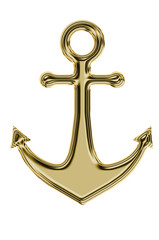 old gold anchor on a white background