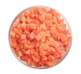 Frozen carrots in bowl
