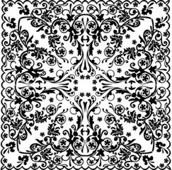 black simple floral symmetric square background