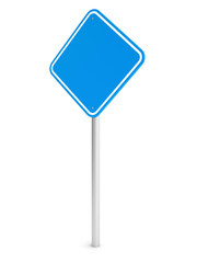 Blue blank rectangle traffic sign