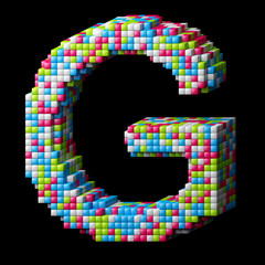 3d pixelated alphabet letter G