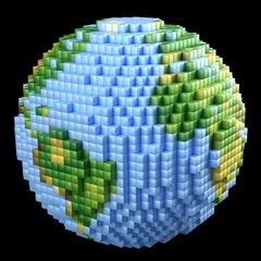 Rideaux velours Pixels Concept de la terre pixélisée