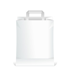 Vector paper white shopping bag isolated on white