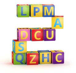 Number 2 maked from abc cubes