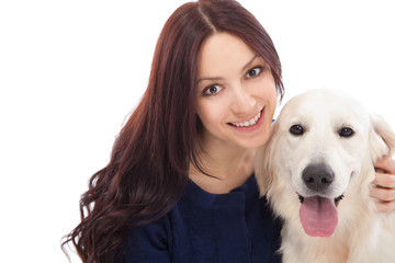 Beautiful young woman with a dog