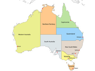 Detailed map of Australia with internal boundaries