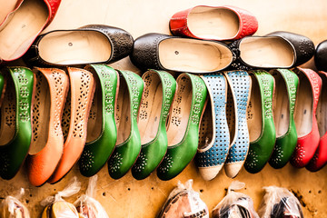 Multicoloured Moroccan slippers, Marrakesh