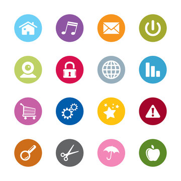 Set of modern  web universal icons. 16 different colors.