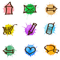 Vector web & internet watercolor icons set