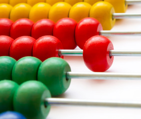 Close up of wooden abacus - selective focus