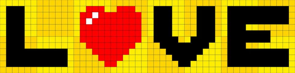 Rideaux velours Pixels Pixel Amour 8 bits
