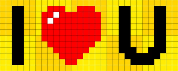 Deurstickers Pixel Pixel I hart U