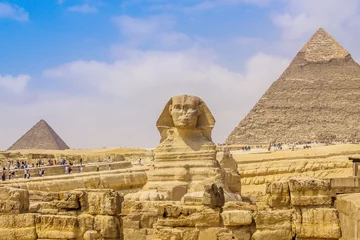 Papier Peint photo Lavable Egypte Sphinx et la grande pyramide en Egypte
