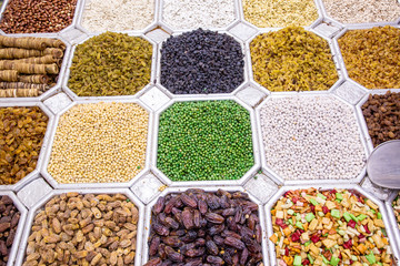 Dried fruit and nuts mix in Dubai market