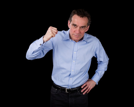 Angry Middle Age Business Man Shaking Fist