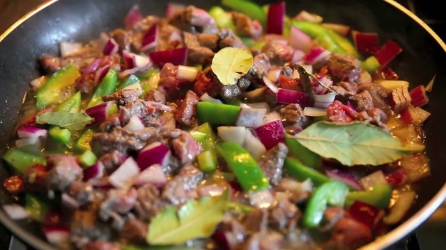 wok stir fry with beef and vegetable
