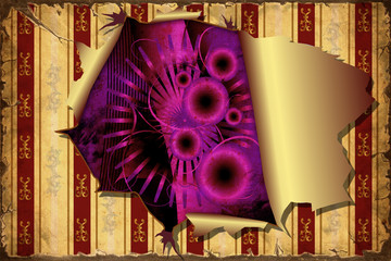 3D Aufgerissene Tapete - Violettes Design