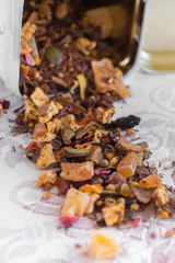 Christmas Tea Spilling From Jar