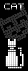 Rideaux velours Pixels Chat bannière verticale