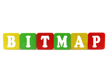 bitmap - isolated text in wooden building blocks