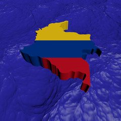 Colombia map flag in abstract ocean illustration