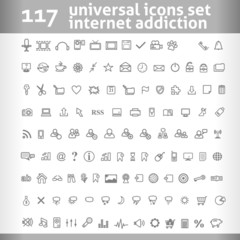 Fototapeta na wymiar 117 Universal Icons Set. Vector Collection