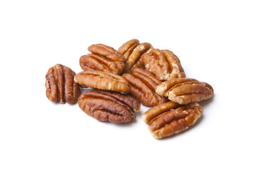 Isolated Pecans on White Background