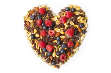 Heart Shaped Healthy Nuts and Berries