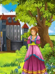 Cercles muraux Chateau Les princesses - châteaux - chevaliers et fées