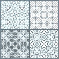 Set of four vintage decorative symmetric seamless patterns
