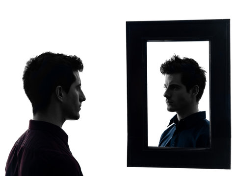 Man In Front Of His Mirror Silhouette