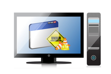 computer website under construction sign